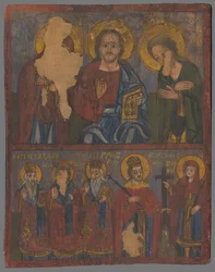 Deesis mit St. Charalambos, St. Johannes Chrysostomos, St. Gregor von Nazianz, St. Konstantin und Helena